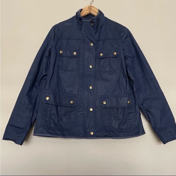 J. CREW Coated Navy Downtown Field Utility Jacket S $148 - Picture 2 of 4